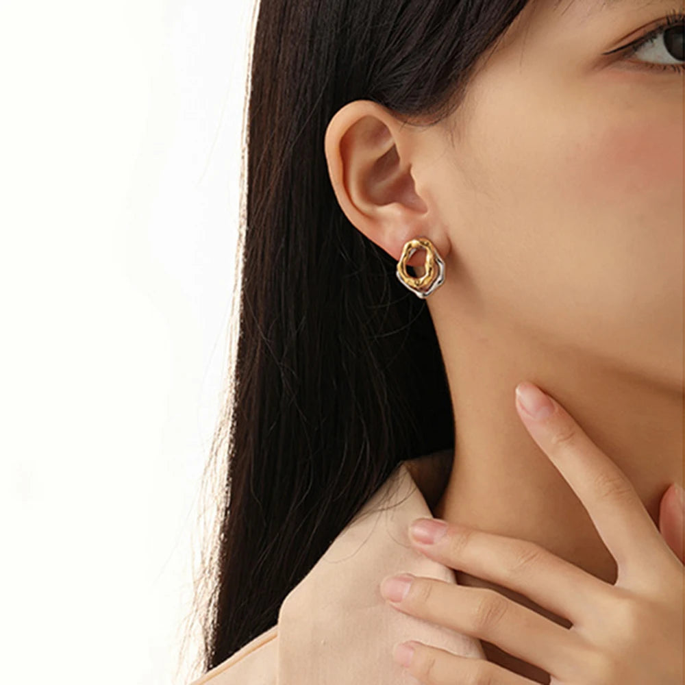 Urban Hammered Bicolor Circle Studs