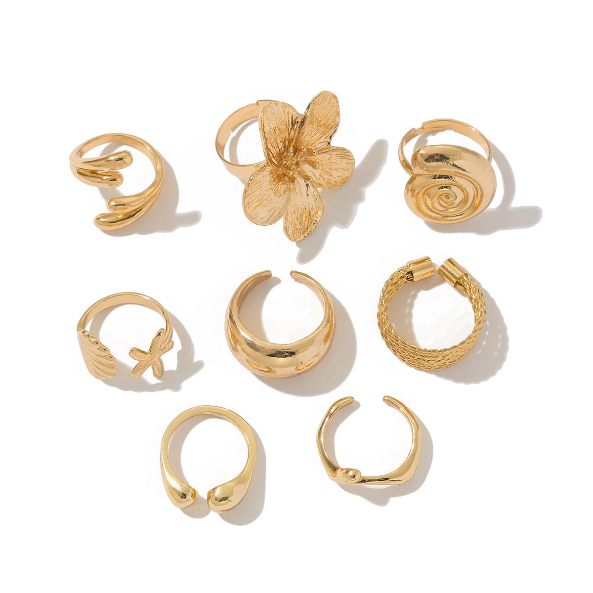 Vintage Petal Metal Ring Set