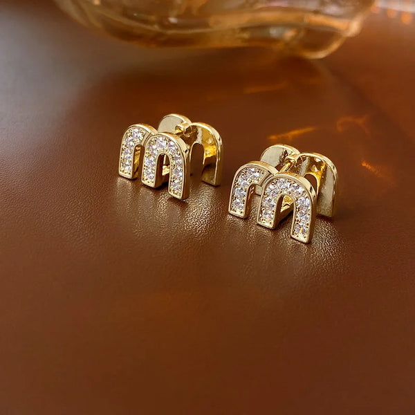 Zircon M Drop Stud Earrings