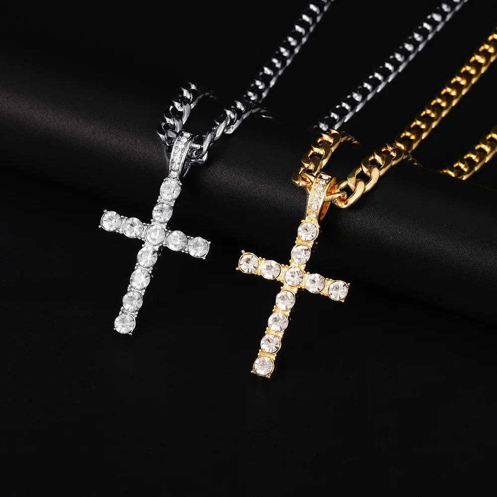 Iced Cross Tennis Necklace