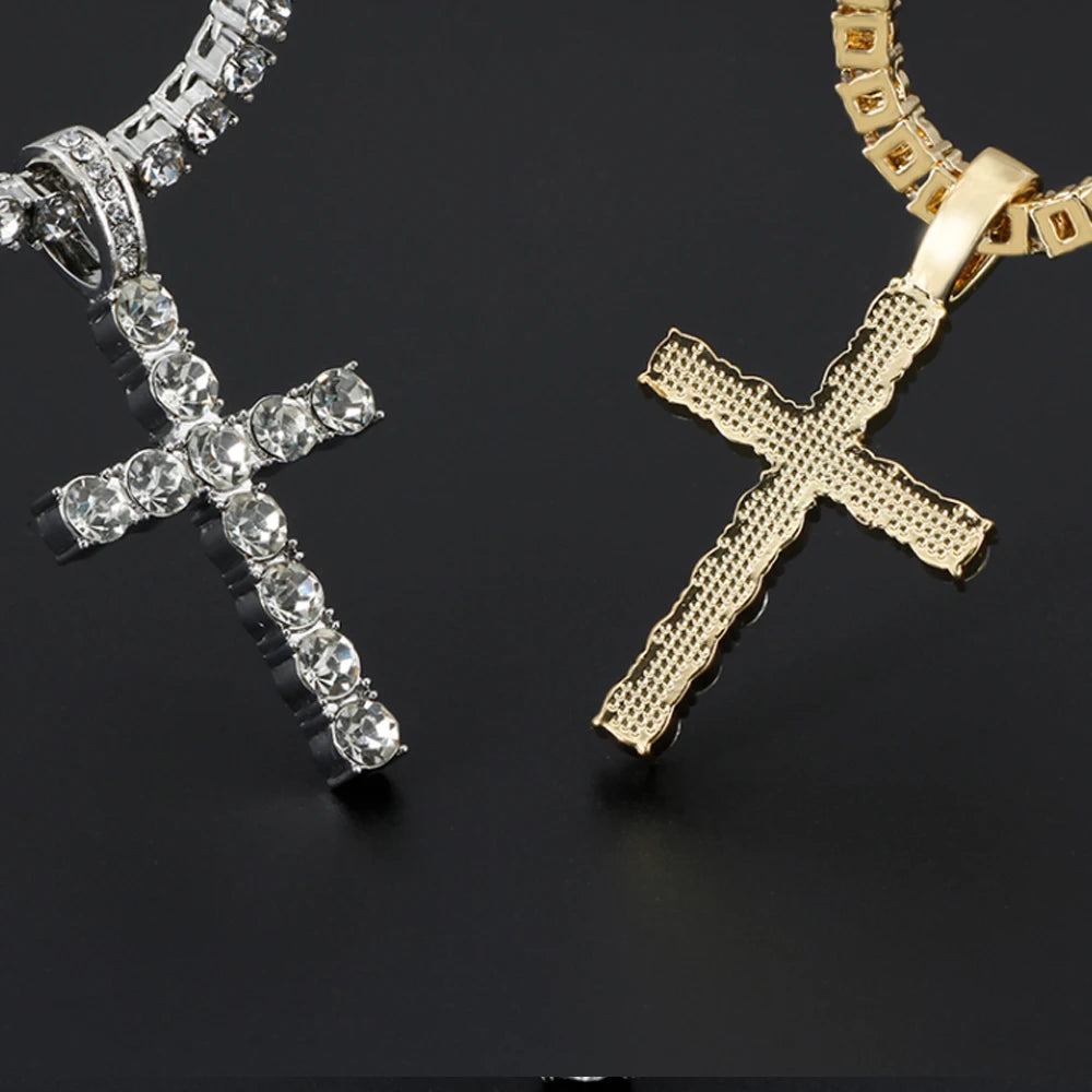 Iced Cross Tennis Necklace